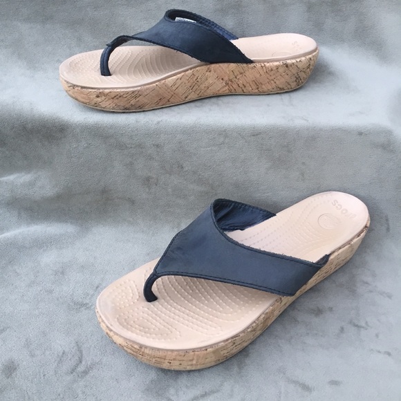 crocs cork wedge sandals